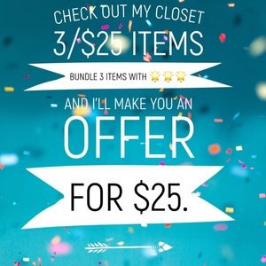 3 for $25 Bundle Sale with any item 🌟🌟🌟